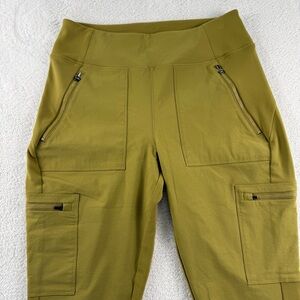 Athleta Headlands Hybrid Cargo II Tight Golden Olive Green Hiking Pants Size 8